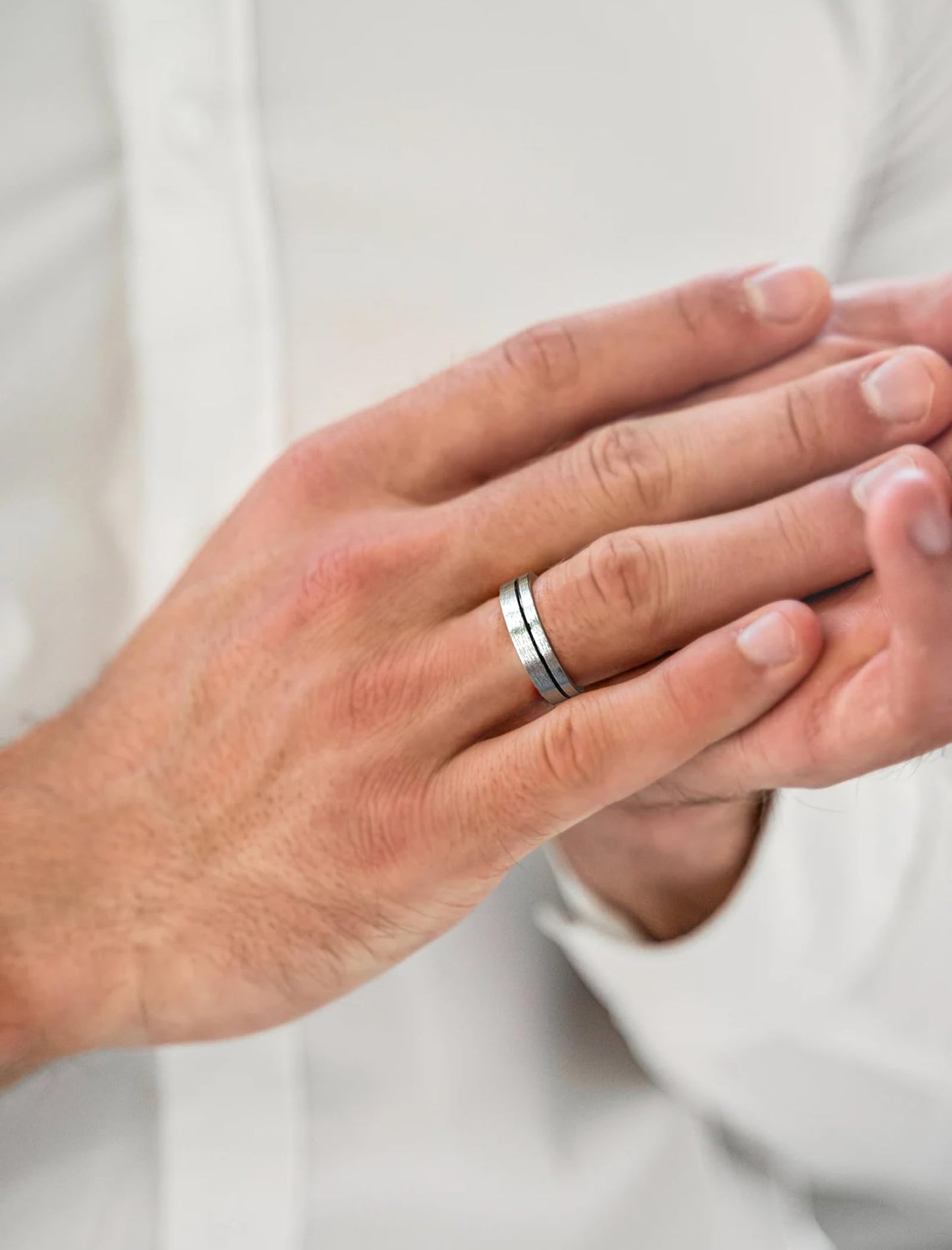 STARCHENIE Wedding Band Ring for Men, 925 Sterling Silver Comfort Fit, Brushed Matte Finish with Center Groove, Sizes 12