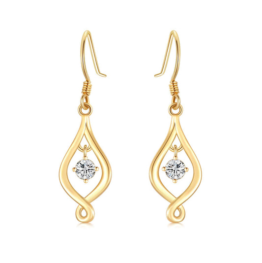 SISGEM 10K Solid Gold Infinity Drop Earrings for Women,Yellow/White Gold Moissanite Infinite Love Dangles Earrings Birthday Gifts for Wife Mom