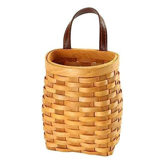 Hanging Basket Hanging Wicker Baskets, Hand-Woven Wood Storage Basket Portable Wall Hanging Flower Basket Organizer Fruit Vegetable Rattan Storage Holder Basket Container Home Decoration