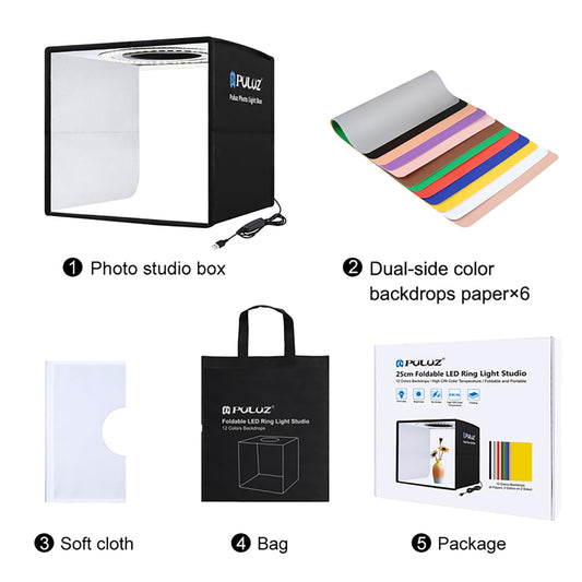 2026 Upgraded Photo Studio Light Box Photography, 10"x10" Professional Foldable Dimmable Shooting Tent Kit with CRI >95 102pcs LED Lights & 6 Kinds of Double-Sided Color Backdrops for Mini Products