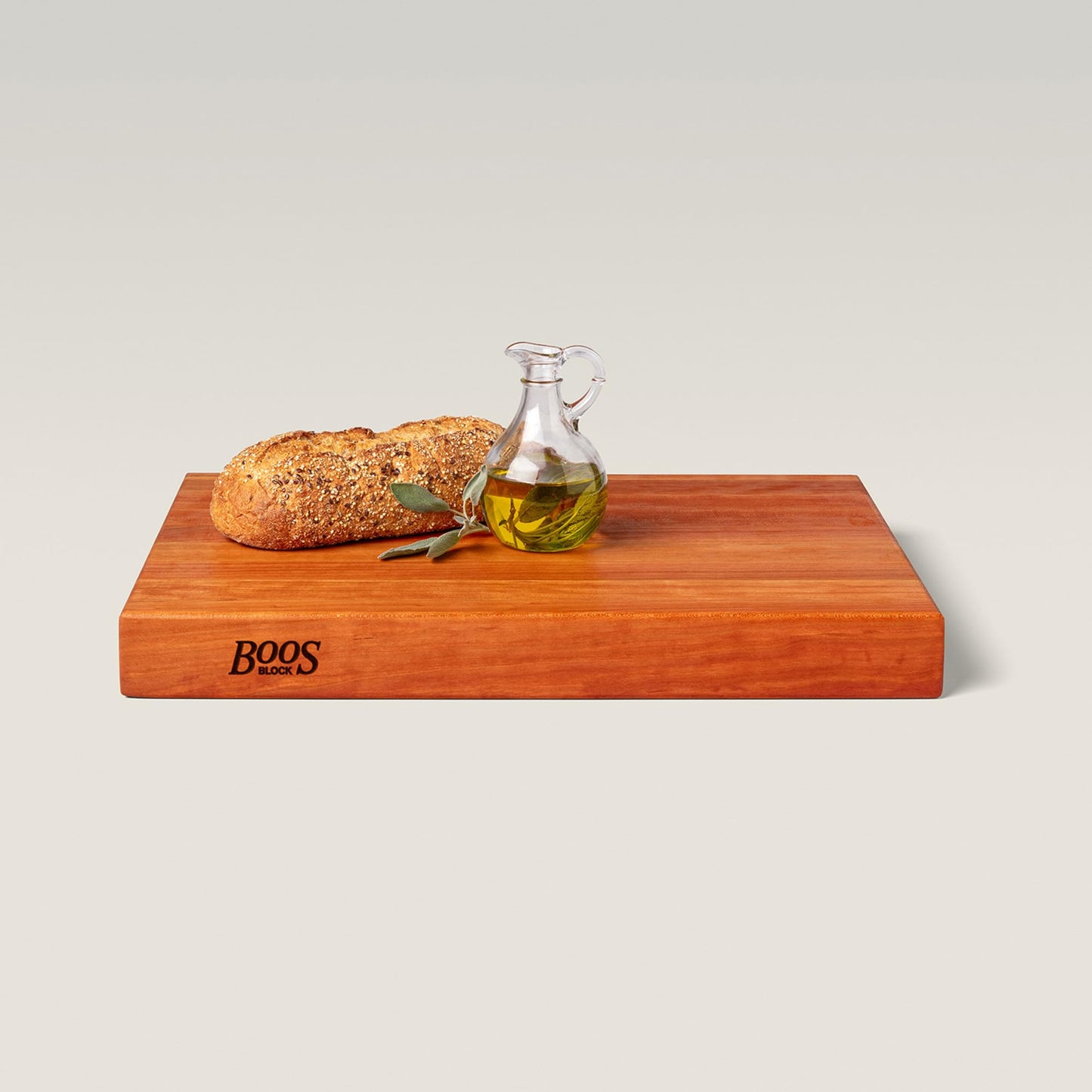 John Boos RA-Board Series Rectangular Wooden Cherry Cutting Board 20”x15” – 2.25” Thick, 20-lb Reversible Butcher Block with Edge-Grain & Finger Grips – Made in the USA