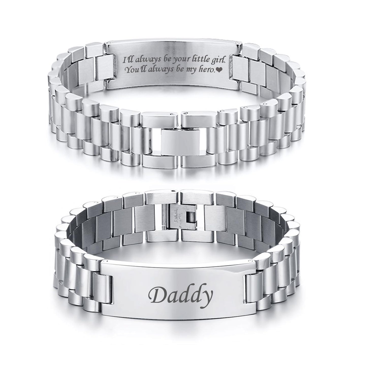 VNOX Masculine Watch Band Stainless Steel Link Bracelet Personalized Jewelry Gift for Men DAD Father Husband Boyfriend