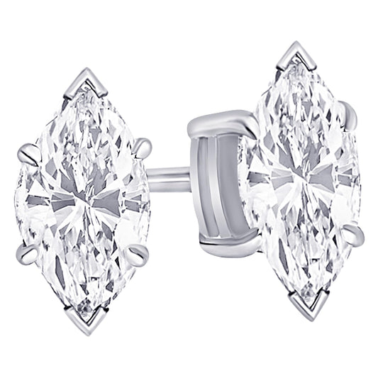 Platinum 0.5 Carat Marquise Shape LAB GROWN Diamond IGI Certified Stud Earrings for women 4 Prong Push Back (E/F Color VS2/SI1 CLARITY)