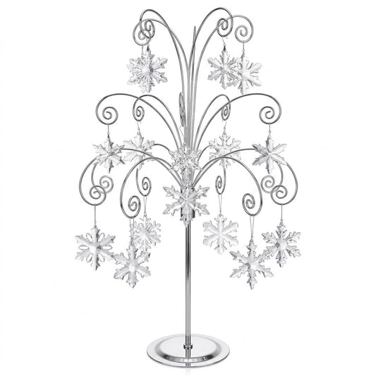 HOHIYA 20” Ornament Display Stand Chrome Silver Metal Hanging Tree Holder for Swarovski Crystal Glass Ornaments Tabletop Christmas Halloween Easter Decoration Display Rack
