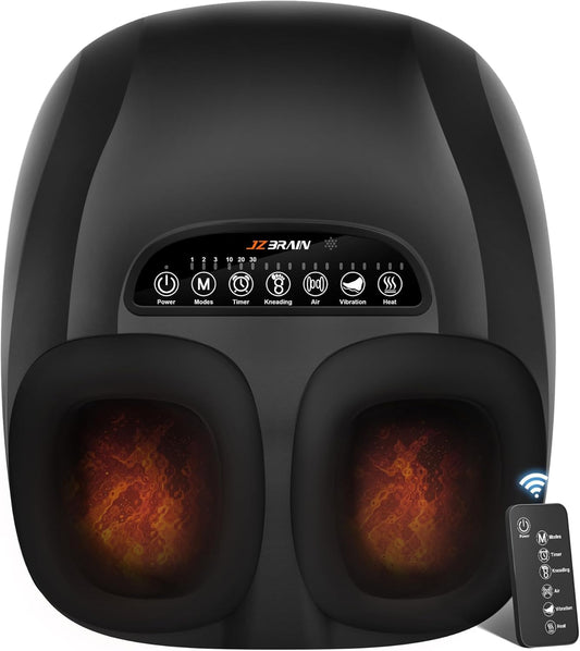 JZBRAIN Shiatsu Foot Massager Machine with Heat : Deep Kneading Foot Massager with Vibration & Compression for Plantar Fasciitis & Neuropathy - Relax for Home Office Use