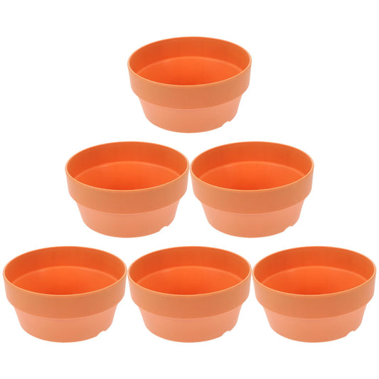 Happyyami 6Pcs Orange Imitation Clay Flower Pots Set Japanese Round Plastic Planters with Drainage Holes for Succulents Indoor and Outdoor Garden Use