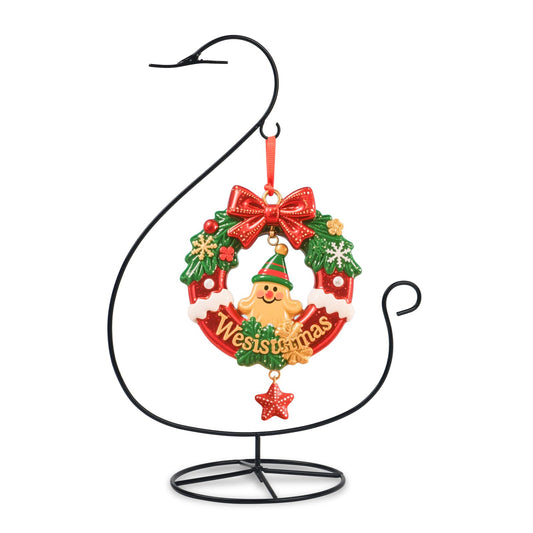 Handbanary 12 Inch Ornament Display Stand, Glass Ball & Air Plant Holder Terrariums Hanger, Black Iron Wire Hanging Hook for Christmas Halloween, Home and Office Decor (Swan Shape 1 Pcs)