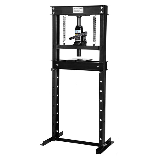 Garvee 12T Hydraulic Press, H-Frame Hydraulic Shop Press with 2 Press Plates, Heavy Duty Garage Floor Shop Press with Adjustable Work Table Height for U-Joints, Black