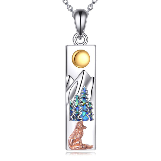 YFN Fox Mountain Necklace for Women Sterling Silver Nature Jewelry Gift for Skiers, Hikers, Campers, Climbers and Nature Lovers