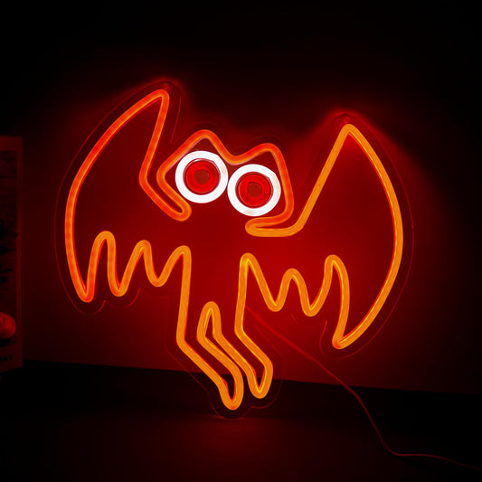 qbanziou Mothman Neon Signs for Wall Decor，Led Neon Light for Bedroom Office Party，Christmas Gifts for Children