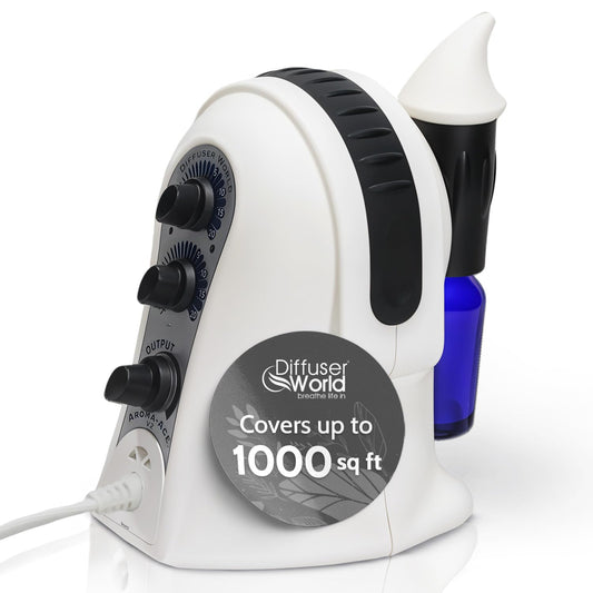 Diffuser World 1000 Sq Ft Waterless Diffuser for Essential Oils, Made in USA Black Waterless Aroma Atomizer for Home Large Room Fragrance, Home Scent Machine, Air Aromatherapy with Adjustable Timer