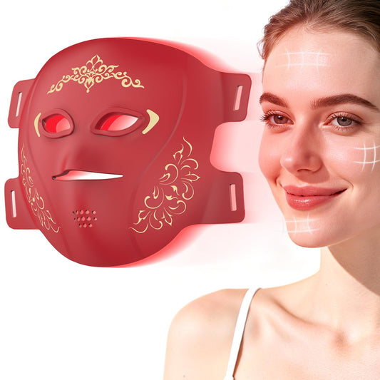 TASNEEM Red Light Therapy for Face, 3D Red Light Therapy Mask with 312 LEDs for Full-face Wrinkles & Acne, 3 Modes with Red & Blue 850nm Near-Infrared Light Therapy Mask, FDA-Cleared, Remote Control
