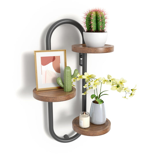 VIXLON Wall Mounted Plant Stands for Indoor Plants, Window Plant Shelves, Plant Wall Mount Holders Indoor Decor Hanger, 3 Tiered Hanging Plant Stands, Home Office Living Room Decor