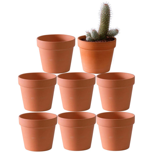 Yishang 4.6 Inch Terracotta Clay Pots Pack of 8 - Mini Hand Craft Nursery Plant Pot Succulent Cactus DIY Pottery Planter Home Garden Windowsill Decoration