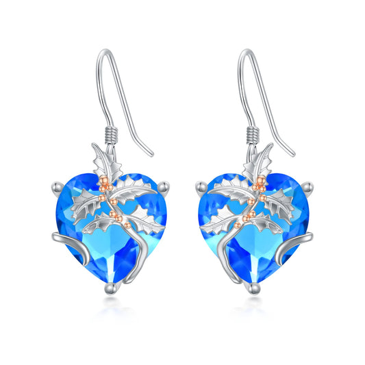 TOUPOP Topaz December Birthstone Earrings 925 Sterling Silver December Birth Flower Holly Earrings Jewelry Birthday Mothers Day Gifts for Women Mom Her