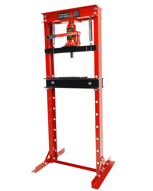 Hydraulic Press, 12 Ton H-Frame Garage Floor Adjustable Shop Press with Stamping Plates to Bend, Straighten, Or Press Parts, Install Bearings & U-Joints
