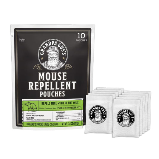 Grandpa Gus's Natural Mouse Repellent Pouches, Cinnamon/Peppermint Oils Repel Mice from Nesting in Home/Cabin/Boat/Car Storage/RV/Machinery/Shed (10 Pouches)
