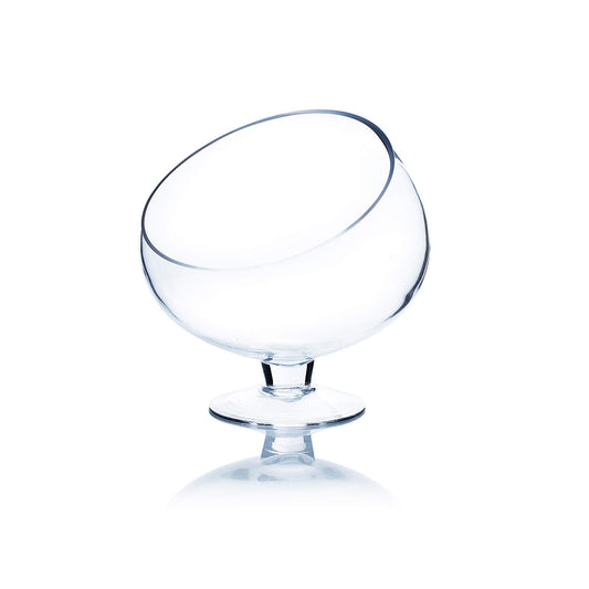 WGV Slant Cut Bowl Glass Vase with Stand, Width 6.5", Height 7", Clear Planter Terrarium, Candy Dish, Fruit Jar for Wedding Party Event, Home Office Decor, 1 Piece