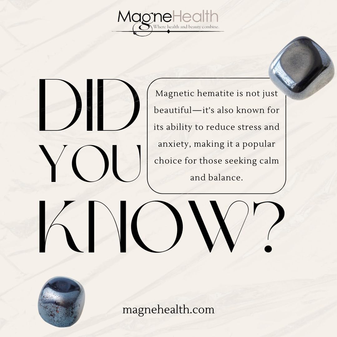 MAGNEHEALTH - Black - Size 10 - Thin Beveled Magnetic Hematite Ring for Women, Absorbs Negative Energy, Magnetic Acupuncture Ring