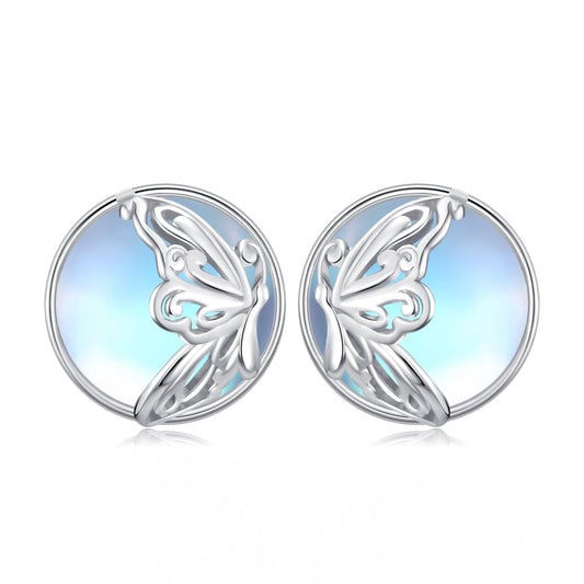 WINNICACA Butterfly Stud Earrings S925 Sterling Silver Moonstone Stud Earrings Butterfly Jewelry for Women Birthday Mothers Day Gifts for Mom Wife