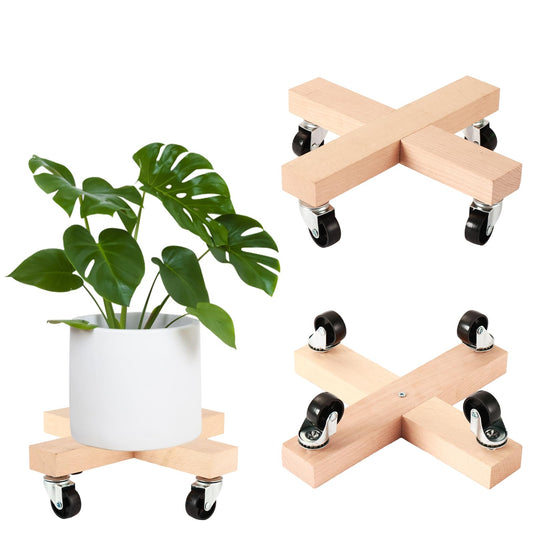 lucpur Wooden Plant Caddy with Wheels 12 Inch Rolling Plant Stand on Wheels Heavy Duty Plant Dolly for Large Plants Plant Roller with Wheels Planter Wheels Base Indoor & Outdoor