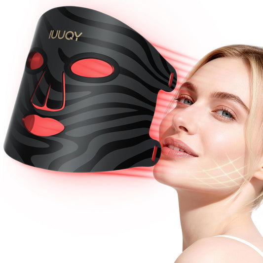IUUQY 4-Color Red Light Therapy for Face, 400 LED Red Light Therapy Mas with Timing Function, Portable Led Face Mask Light Therapy for Home & Travel