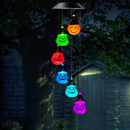 Skull Solar Wind Chimes Lights for Outside Gifts for Grandma Mom Skull Decorations Color Changing Decor LED Windchimes, Skull Gift for Birthdays, Theme Parties, Haunted House Party