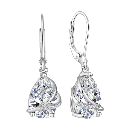 Rocayi Dangle Drop Earrings for Women 925 Sterling Silver Teardrop Leverback Earrings April Birthstone Jewelry