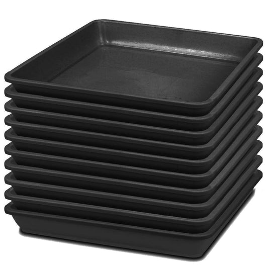 LNQ LUNIQI 10 PCS Square Plastic Plant Saucer 8 Inch Flower Pot Bottom Seat Flower Pot Tray Thick Plastic Drip Tray for Garden Potted Water Drips and Soil （Black）