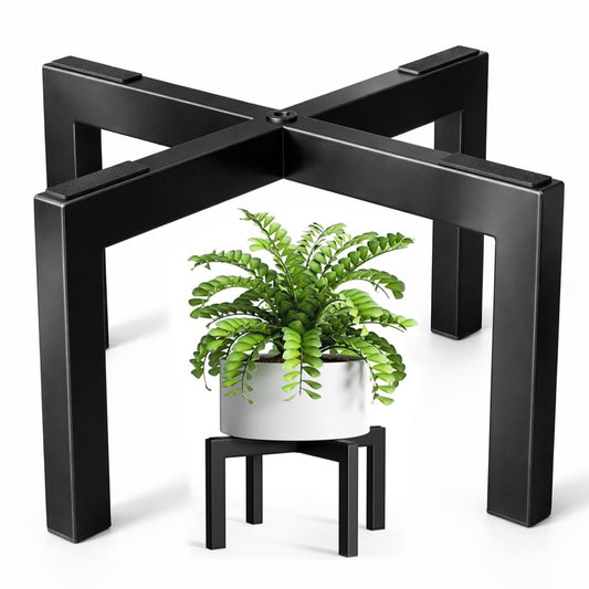 pickpiff Plant Stand Indoor Outdoor Flower Holder Riser Low Profile 150lbs Heavy Duty For Pots 5–12'' Black, Metal