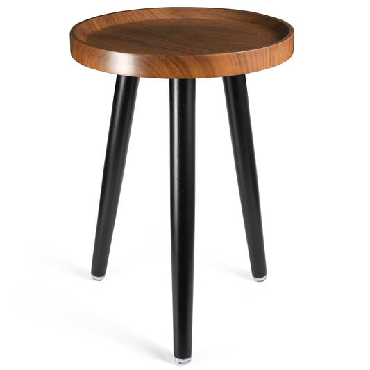 KGPLOME Indoor Plant Stand,Wood Mid Century Plant Table in Walnut Finish,Tall Plant Stand for Flower Pot,Modern Round Small Side End Table with Raised Design (Walnut, 12"x18")