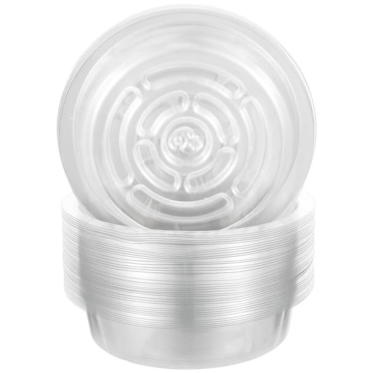 Tofficu 50 Pack 6 Inch Clear Plant Saucers, Plastic Drip Trays for Potted Plants, Flower Pot Tray Water Catcher, Indoor Outdoor Planter Drainage Plate to Protect Floors and Furniture