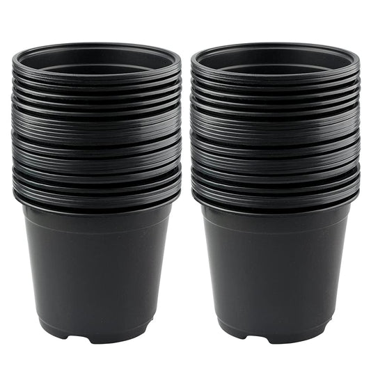 KINGLAKE 100 Pcs 6" Plastic Plants Nursery Pots Seedlings Flower Plant Container Seed Starting Pots Black