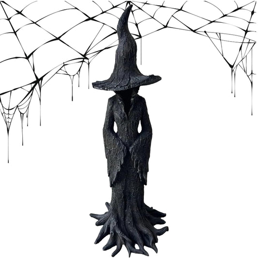 Eytpo Cracker Barrel Witch Statue – Gothic Halloween Resin Figurine, Retro Magician Decor, Dark Fantasy Ornament, Decorations Indoor Ornament Figurine (11.8" H x 5.12" W)
