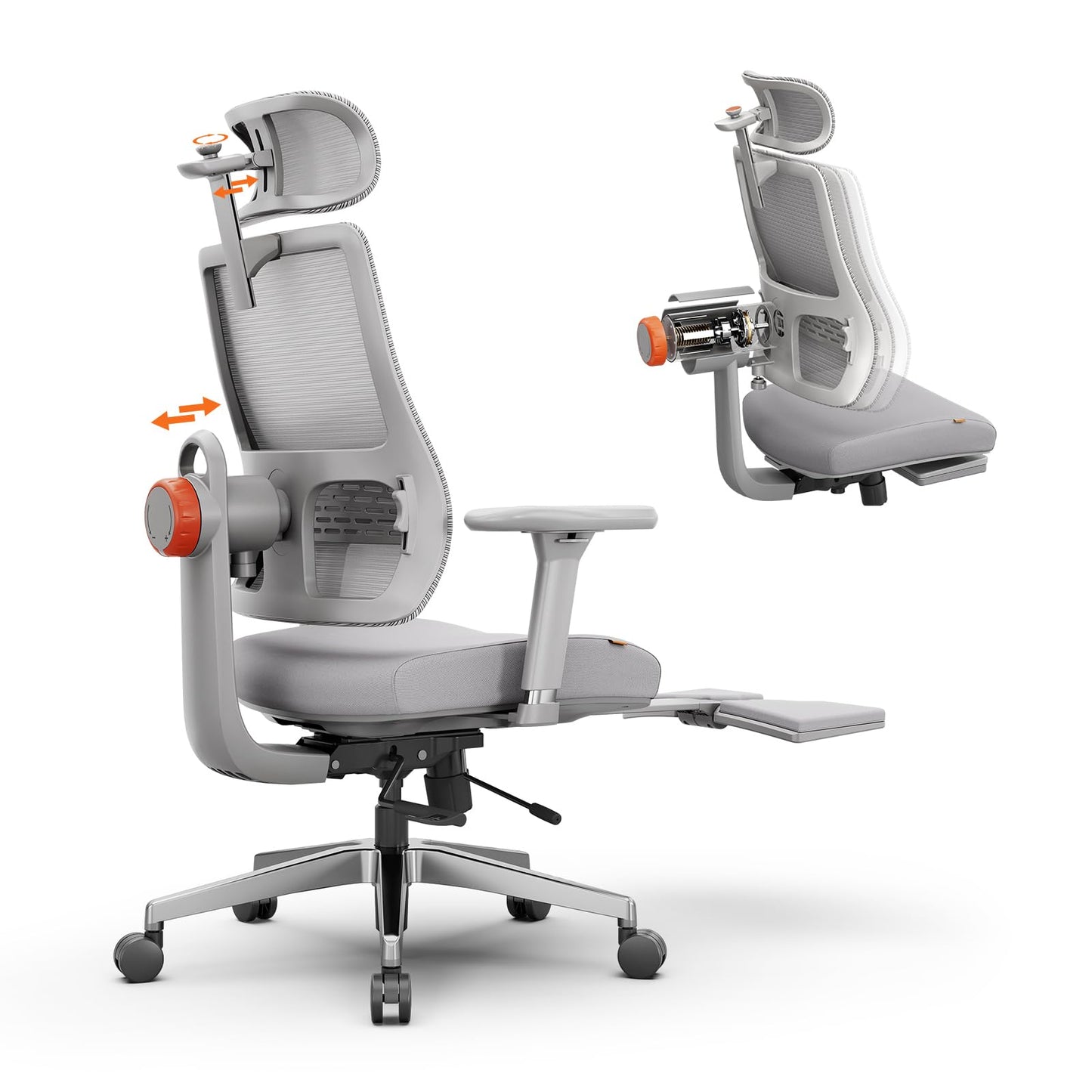 Newtral Ergonomic Office Chair - Home Office Desk Chair with Adaptive Lumbar Support, with Footrest, 4D Armrest, Adjustable Seat Depth & Height