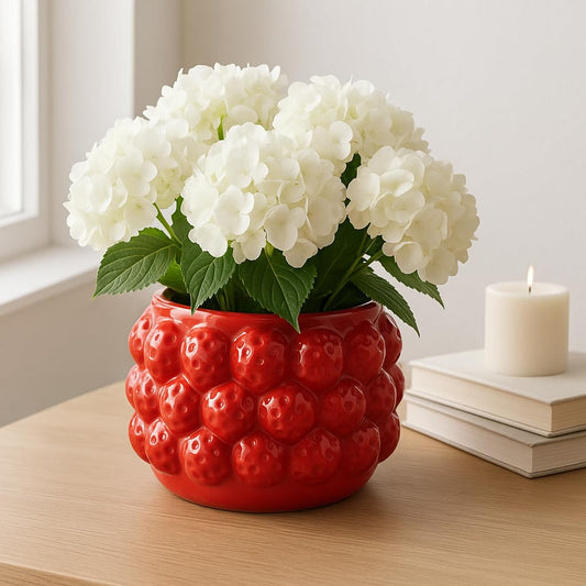 Flower Pot and Planter for Home Decor – Cheerful Fruit Design Plant Pots for Indoor or Outdoor Herbs, Ferns, or Succulents, Quirky Home Decor for Indoor Plant Stands, Garden and Patio Decor – 6" Red