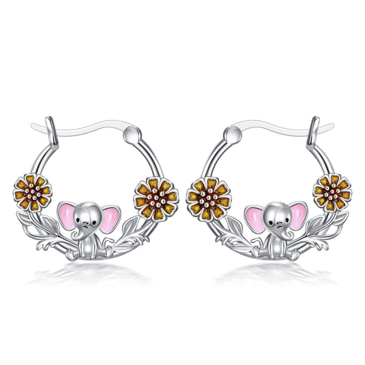 Elephant Earrings 925 Sterling Silver Cute Elephant Huggie Hoop Earrings Jewelry Gifts for Women Daughter