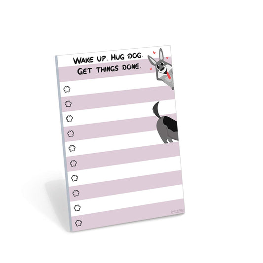 Dog Notepad Small to Do List Sticky Notes | Wake Up Hug Dog Get Things Done | Dog Lover Humor Add to Note Cards, Notebook Notepad | 50 Pages 4x6 by DAILY RITMO