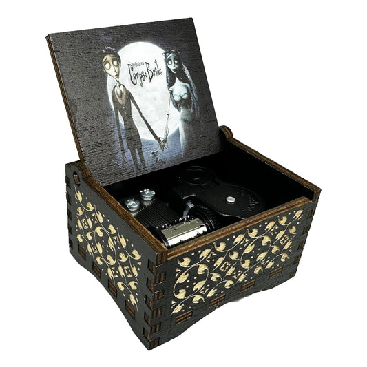 Youtang CorpseBride Wooden Music Box, Antique Engraved Case, Birthday Gift/Valentine's Day Gift/Mother's Day/Fathers Day/Children's Presents/Home Decoration/Collectibles (Wind up, Black)