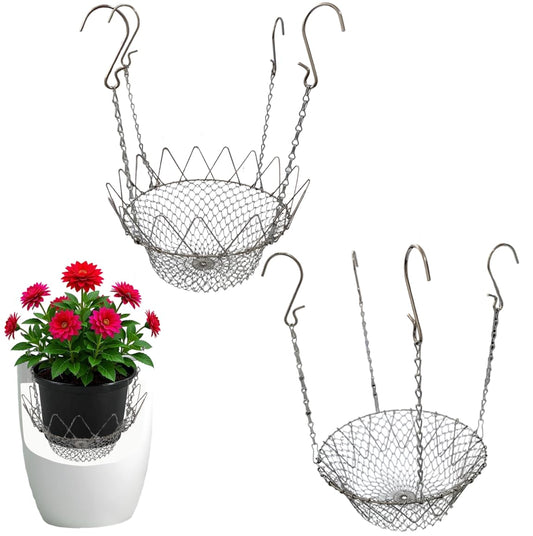Sexyppl 2Set Adjustable Planter Insert for Pots Any Height, Plant Risers for 12-18" Wide Top Opening Pots, Durable Stainless Steel with Thick Hooks, Suitable for Indoor Outdoor Weddings & Party Decor