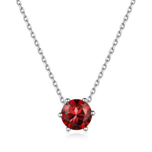 ChicSilver January Birthstone Necklace 925 Sterling Silver Garnet Necklace for Women Love Heart Red Necklaces for Women