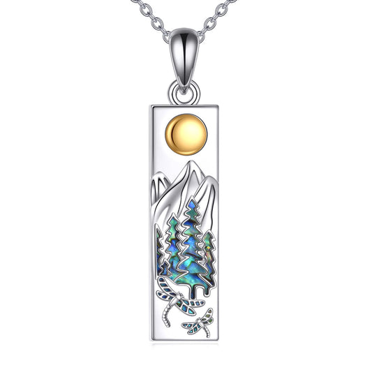 YFN Dragonfly Mountain Necklace for Women Sterling Silver Nature Jewelry Gift for Skiers, Hikers, Campers, Climbers and Nature Lovers
