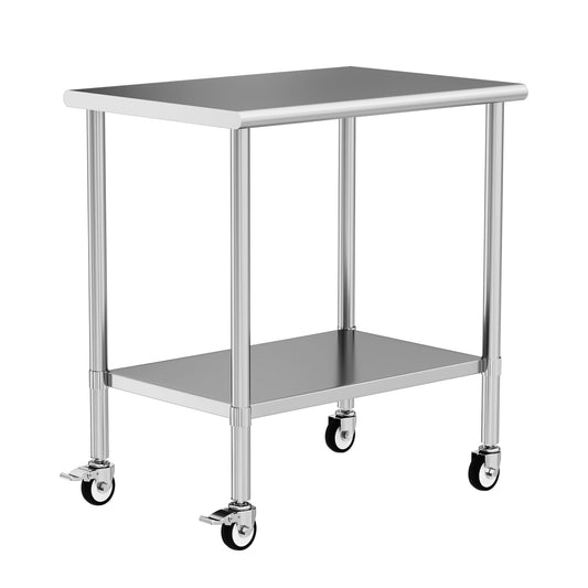 Chingoo Stainless Steel Work Table with Wheels, 24x36 Inch NSF Kitchen Prep Table with Adjustable Undershelf for Commercial Restaurant, Garage, Outdoor BBQ