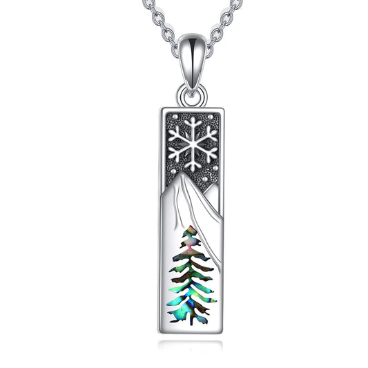 YFN Mountain Necklace for Women Sterling Silver Nature Necklace Jewelry Gift for Skiers, Hikers, Campers, Climbers and Nature Lovers (Snowflake mountain necklace)