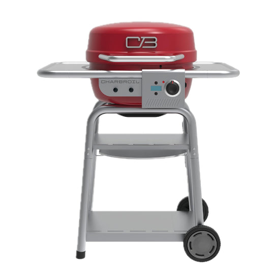 Charbroil 3-in-1 Dual Fuel Outdoor Bistro Pro Electric Grill & Griddle + Charcoal Mode BBQ, Red - 25302146