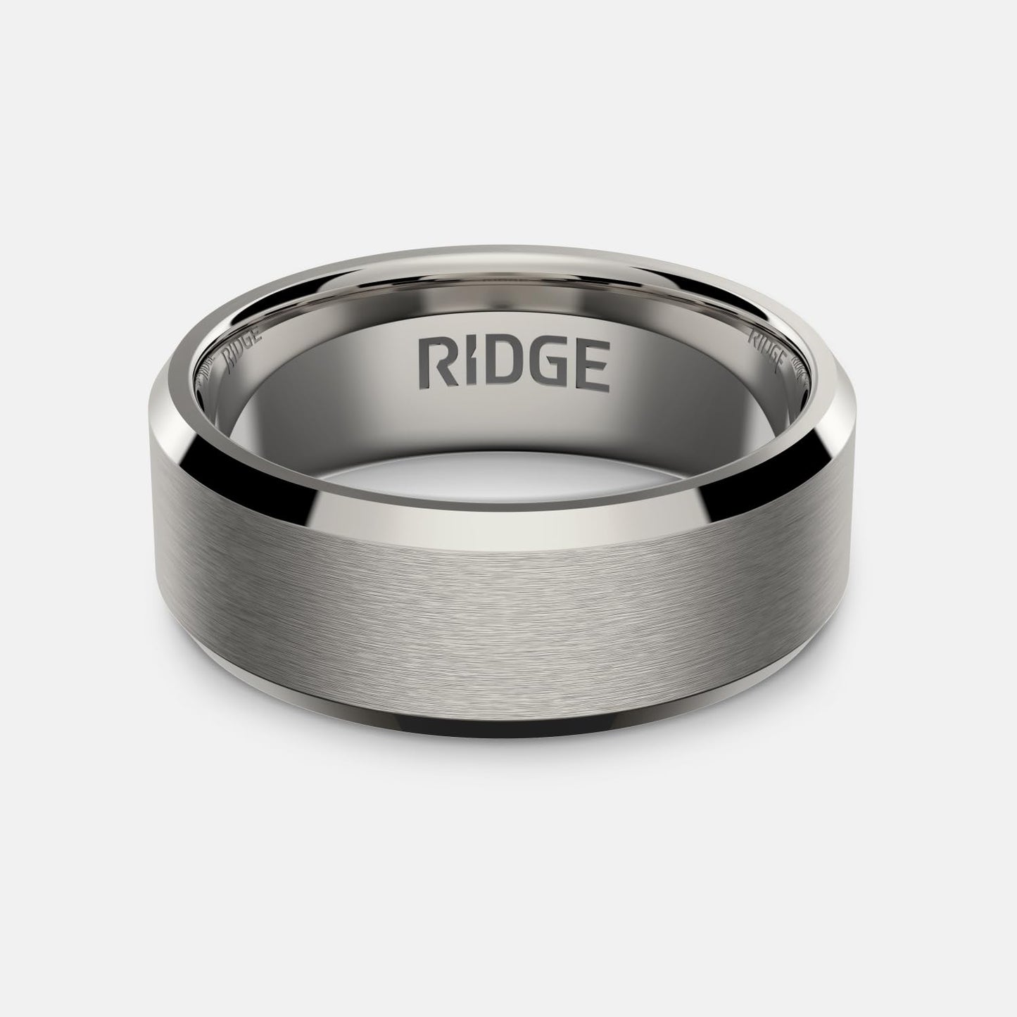 Ridge Beveled Ring Set 8mm - Platinum - 14