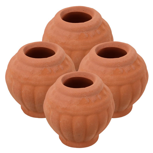 Happyyami Mini Terracotta Pots 4-Pack Small Clay Planters with Drainage Holes for Succulents Indoor Outdoor Gardening Desk Windowsill Decoration