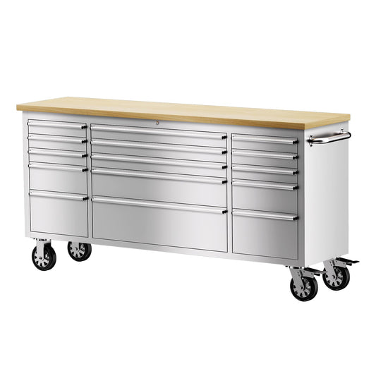CHETTO C 72 inch Tool Chest Tool Box Mobile 15 Drawers Storage Rolling Cabinet with Wheels Lock Key Locking System Drawer Liners for Garage Warehouse Repair Shop