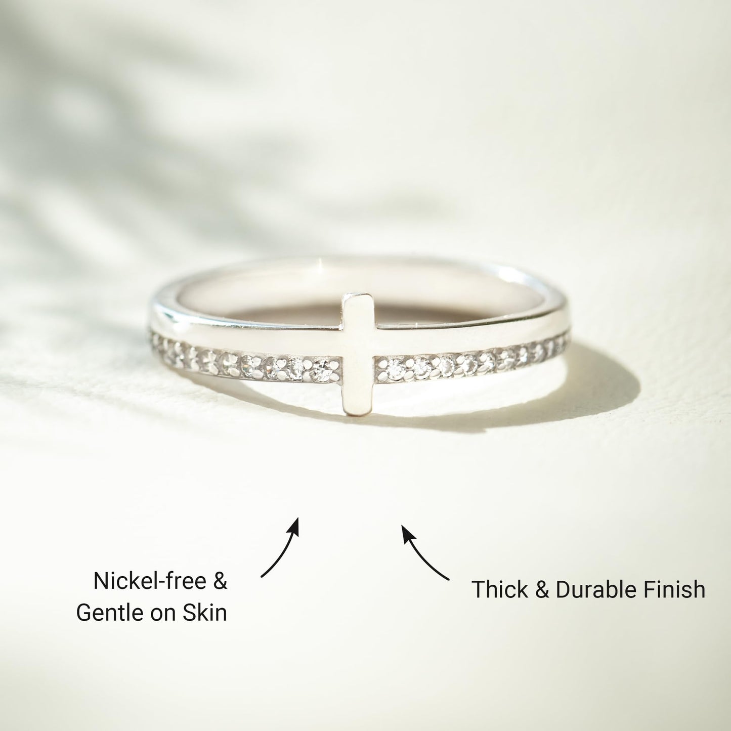 STORYJEWELLERY Faith Ring, Cross Rings for Women, Silver Purity Ring, Christian Rings for Women, Christian Jewelry, Confirmation Gifts, Baptism Gifts, Size 10