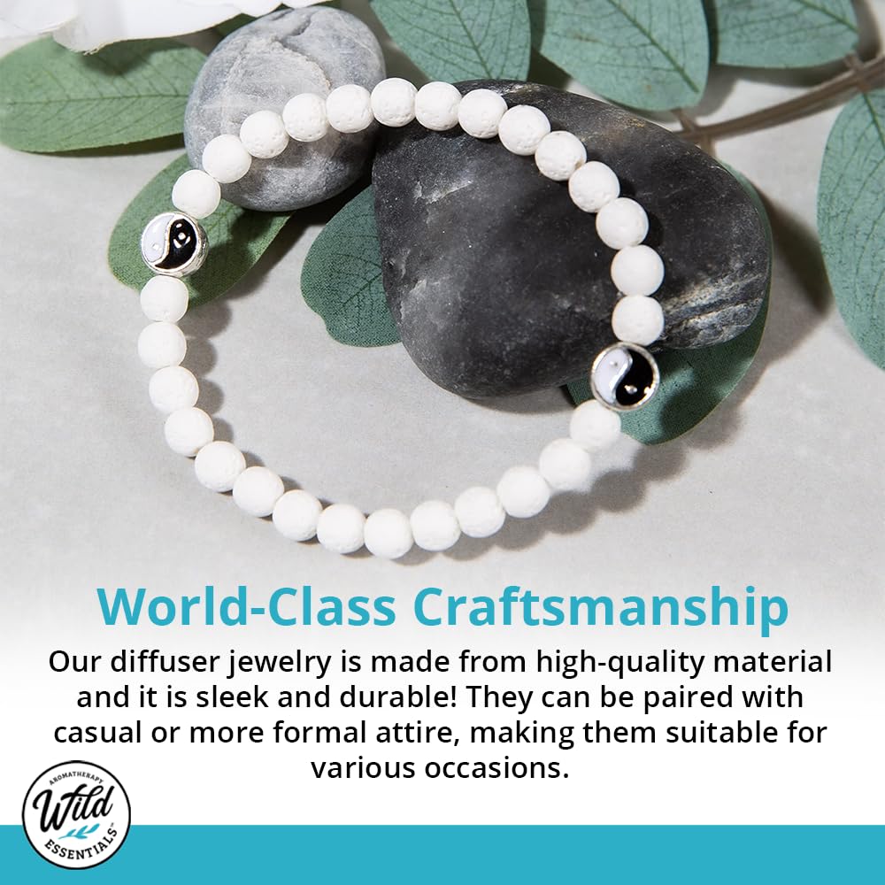 Wild Essentials Triple Band Namaste Lava Stone Essential Oil Diffuser Wrap Bracelet, Expands to Any Size, Aromatherapy Jewelry Gift Set and 100% Pure Oils (Lavender, Lemongrass, Orange, Peppermint)